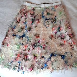 Simons embroidered floral skirt, white, size small